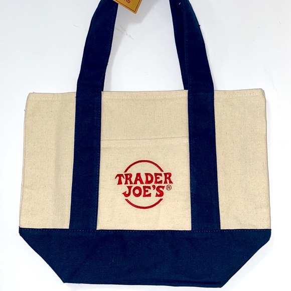 NWT Trader Joe’s MINI Navy Blue Canvas Tote - Picture 1 of 6